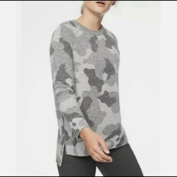 Athleta S Sweater Pullover Knit Undercover Camo Alpaca Wool Gray Crew Neck. - Picture 2 of 7